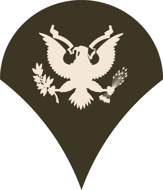 ilustrações de stock, clip art, desenhos animados e ícones de shoulder pad military enlisted rank insignia of the usa army specialist - solider major army saluting