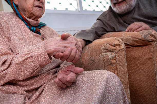 istock Arabic old couples love each other while holding their hands 1998489588