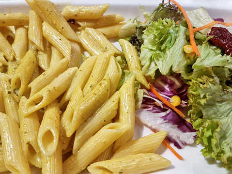 Healthy pasta with salad
