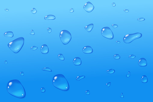 Blue drops background. Condensate glass in macro texture.