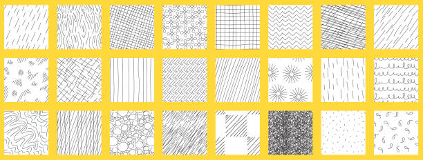 ilustrações de stock, clip art, desenhos animados e ícones de crosshatch pattern set. different seamless textures made in hand drawn pencil style. - cross hatching