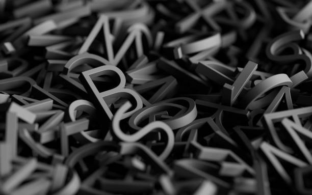 abstract design with letters typography alphabet background - book club book alphabet letterpress fotografías e imágenes de stock