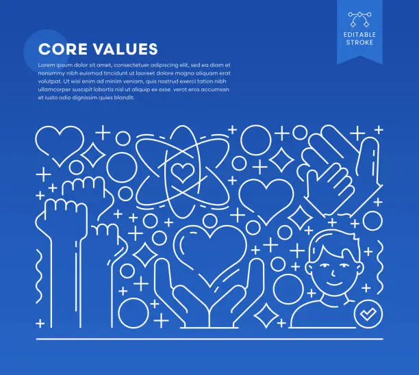 Vector illustration of Core Values Web Banner Template
