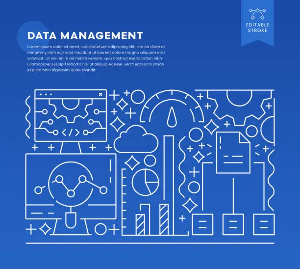 Vector illustration of Data Management Web Banner Template
