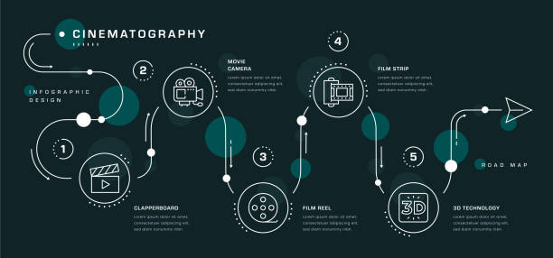 cinematography infographic design - black background video点のイラスト素材／クリップアート素材／マンガ素材／アイコン素材