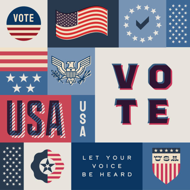 USA Stars and Stripes Collage with Vote Message