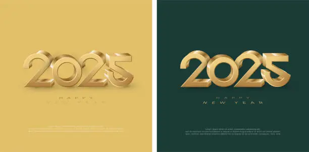 Vector illustration of 3d realistic number vector 2025 for happy new year celebration. Latest luxury design. Premium design 2025 for calendar, poster, template or poster design.