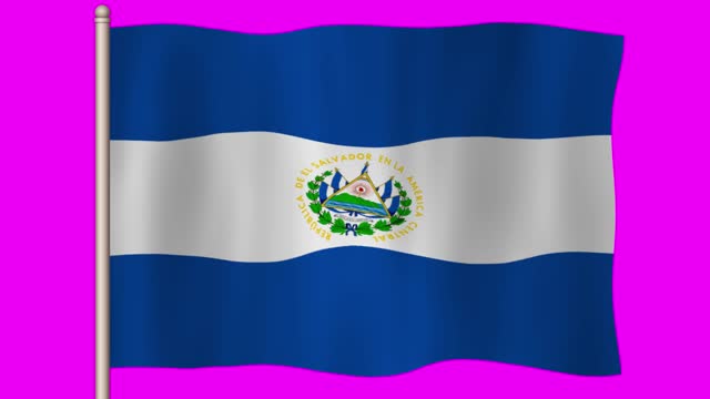 National Flag of El Salvador Over Chroma Key