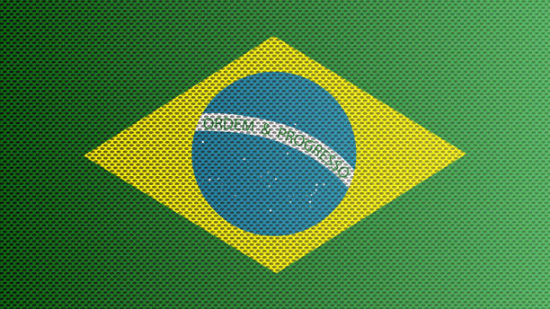 tkanina tekstylna tapeta z flagą narodową federacyjnej republiki brazylii - real world stock illustrations