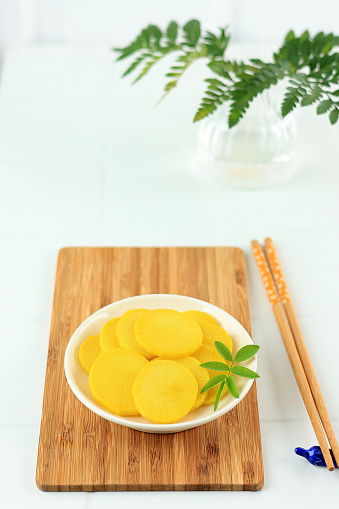 Japanese Takuan Same as Korean Yellow Pickled Radish or Danmuji Side Dish