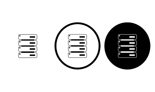 icon server black outline for web site design 
and mobile dark mode apps 
Vector illustration on a white background