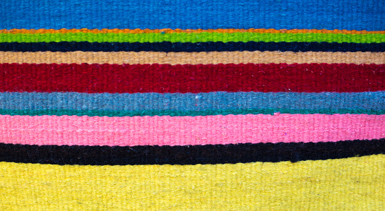 Oaxaca: Traditional Mexican Striped Wool Woven Rug/Textile Detail (Close-Up)