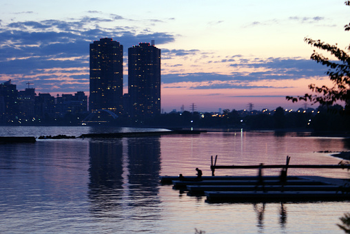 Sailboats, Dock, Sunset, Lake, Cityscape, Panorama