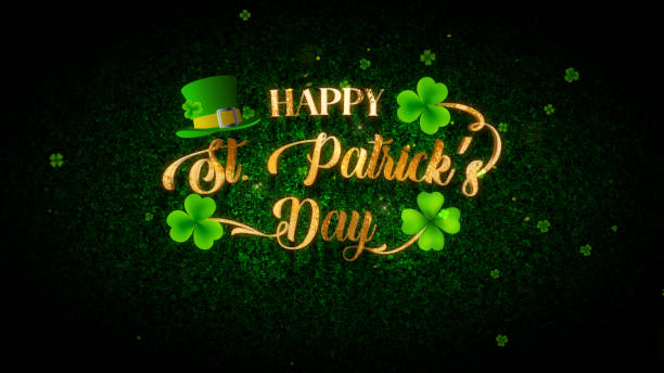 istock Decorative Happy St Patrick's Day Lettering Golden Texture On Green Shiny Micro Turbulence Waves Grainy Pattern Texture Effect Background 1999248146