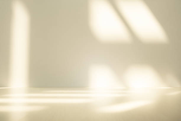 istock Wall interior background, studio and backdrops show products.with shadow from window color beige and white. background for text insertion and presentation product 1999308752