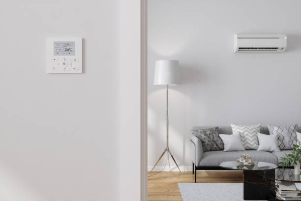 istock Air Conditioner Control Panel On Blank Wall In Living Room 1999341707