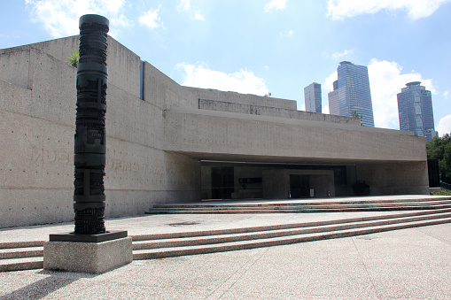 Mexico City, Mexico - Aug 2 2023: The Rufino Tamayo Museum inside the Bosque de Chapultepec presents national and international modern and contemporary art