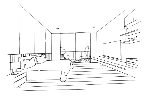 Drawing Exterior And Interior Architectural Lines Graphic Assembly In ...