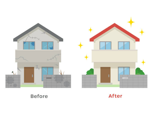 home renovation - makeover series stock illustrations