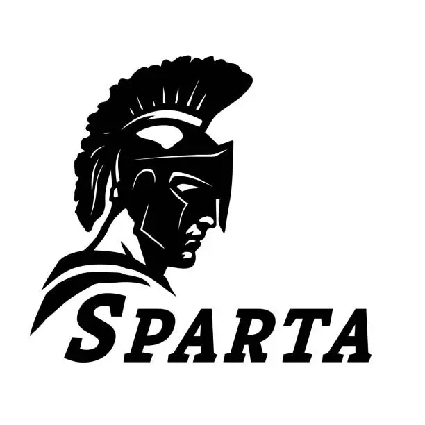 Vector illustration of Spartan warrior in helmet, emblem Vector illustration.