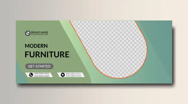 Vector illustration of Furniture sale Facebook cover and web banner template design