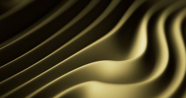 istock Close-up view of undulating patterns in golden matte plastic. 1999458594
