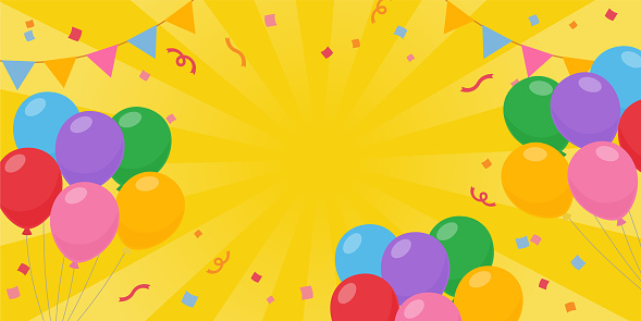 Congratulatory background material of balloons and garlands (2:1)