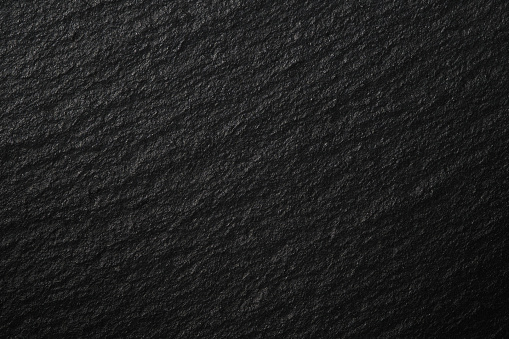 Black slate background. Coal background. Black, dark abstract stone texture.