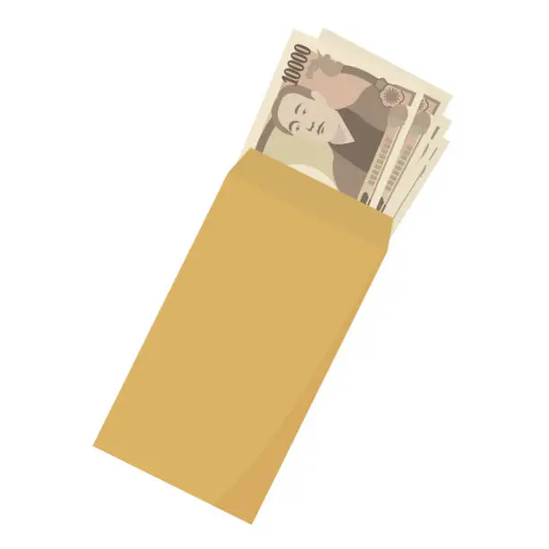 Vector illustration of Illustration of money in an envelope