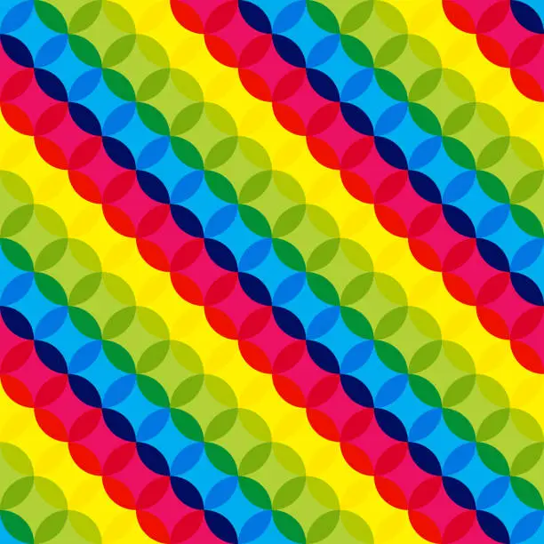 Vector illustration of Bright diagonal pattern. Red, green, yellow and blue stripes are arranged diagonally.