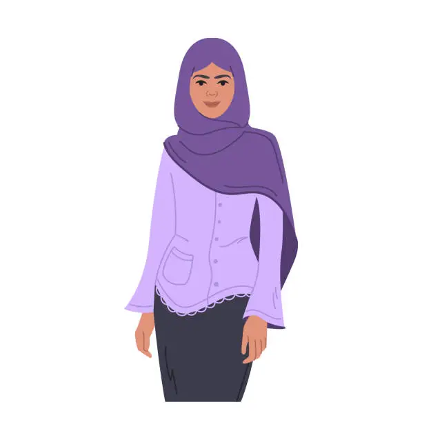 Vector illustration of A young Arab woman in a hijab. The avatar of a Muslim girl. Vector graphic