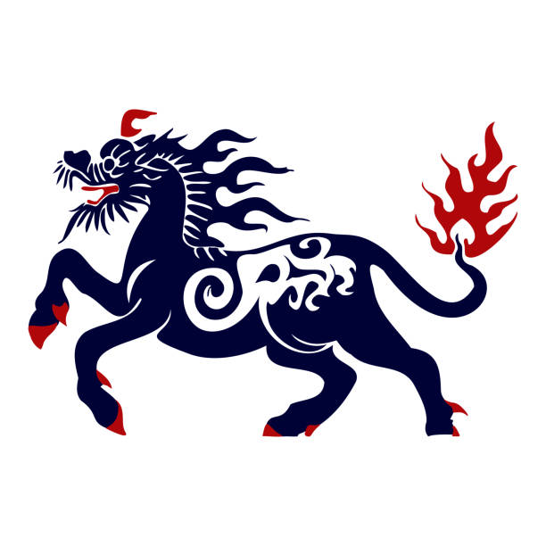 istock Kirin or Qilin Dragon is a vector mythical Asian brand logo for corporate identity. In the style of traditional illustration. 1999765106
