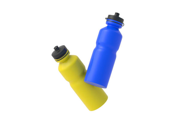 istock Colorful sport water bottles isolated on white background. 3d render 1999790593