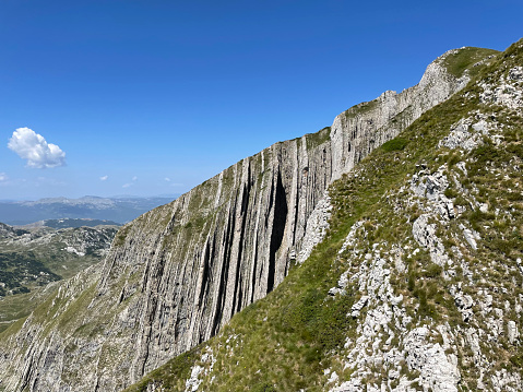 View of the beautiful rocky Durmitor mountains in Montenegro