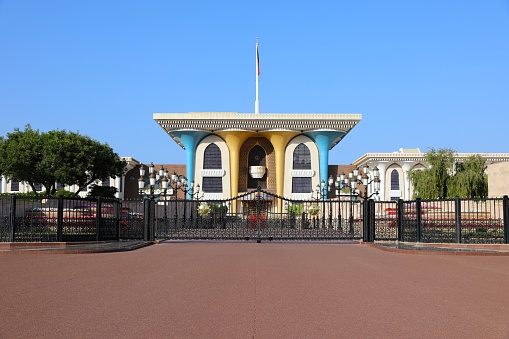 Taba border terminal and casino building background, Egypt.