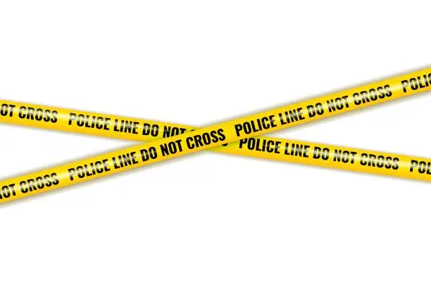 Vector illustration of Caution Danger and Police Tape Lines of yellow warning ribbons