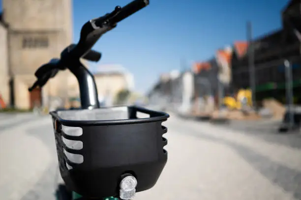 Product Basket On A City Bike Adds Convenience For City Street Shopping