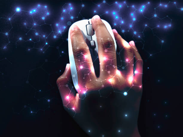 Close-Up of a Human Hand Gripping a Modern Computer Mouse With Dynamic Lighting Effects