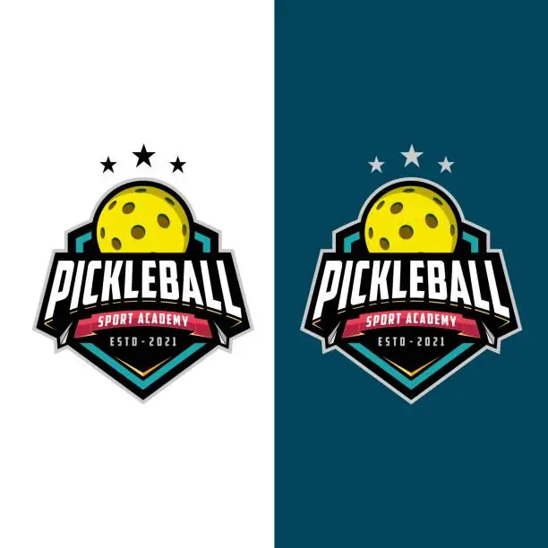 Vector illustration of Emblem badge Pickle ball club logo design