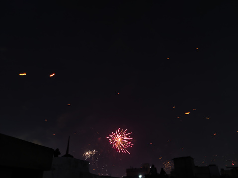 Picture of a fireworks shot on the festival of Makar Sankranti