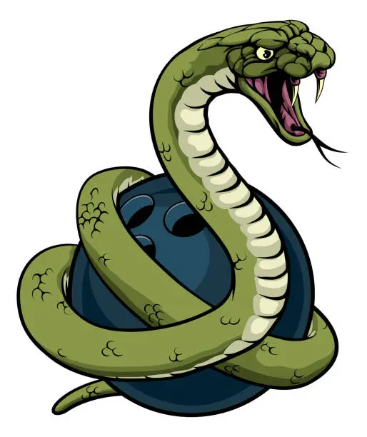 Vector illustration of Snake Bowling Ball Animal Sports Team Mascot