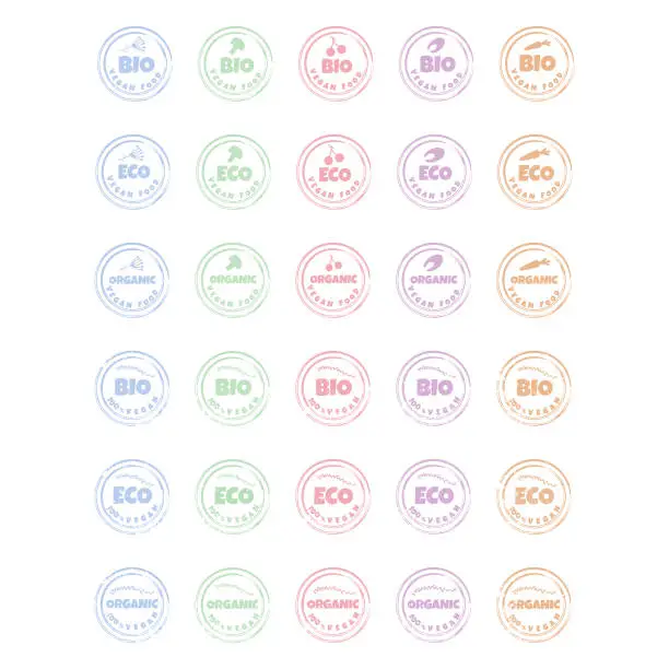 Vector illustration of Big set of logo signs, labels. Organic, bio, eco.