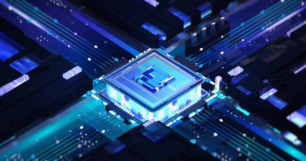 istock The intricate features of a microchip are highlighted by neon illumination. 1999938266