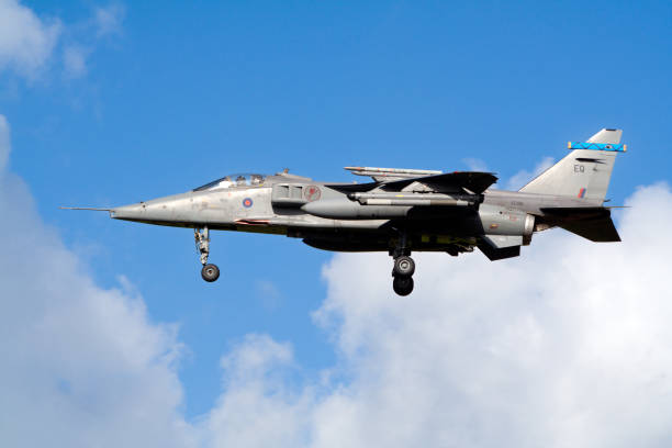 Dolgellau, UK - October 12, 2016: a Panavia Tornado military fighter aircraft of the UK's Royal Air Force flying at very low altitude over countryside near the town of Dolgellau, Wales. 