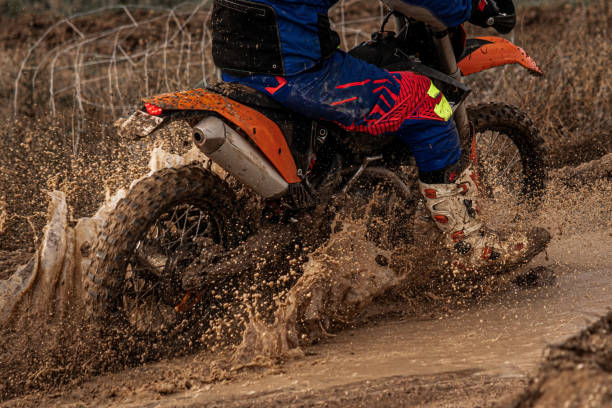 Motocross rider on the race. Extreme motocross race