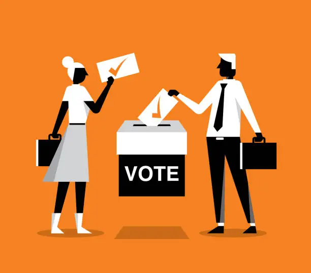 Vector illustration of Polling Place - Business people