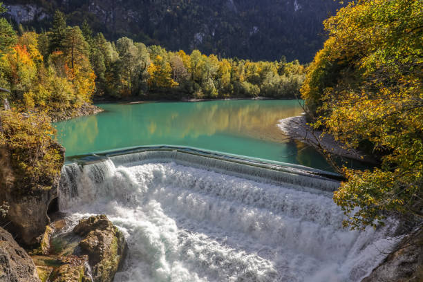 The scenic view of lechfall in autumn.