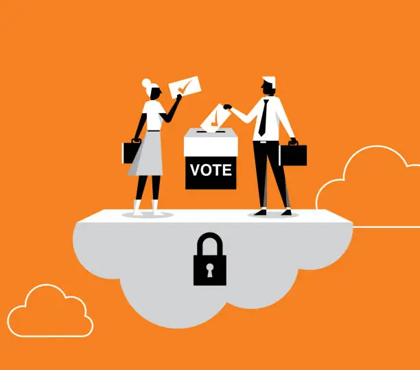 Vector illustration of On-line Voting - Cloud Computing