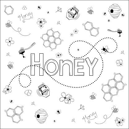 Honeycomb doodle set vector icon illustration