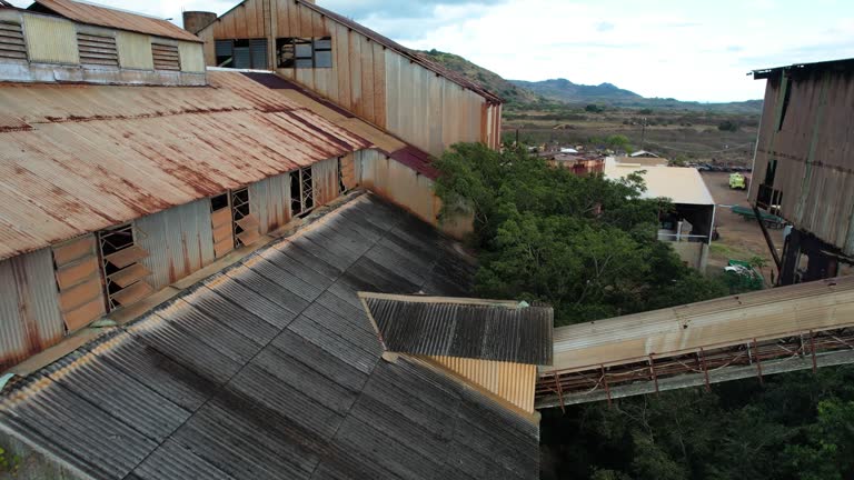 Close up drone footage of koloa sugar mill built in 1835, aerial